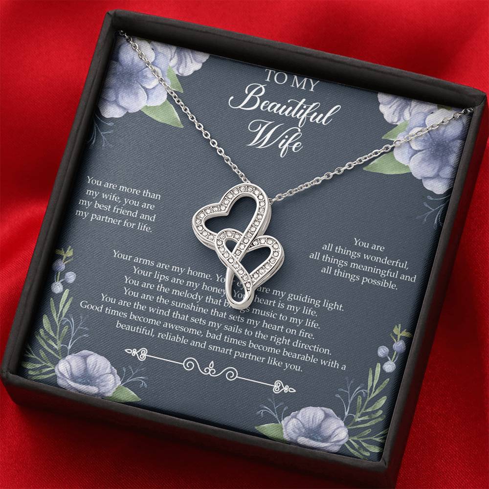 To My Wife, You Are More Than My Wife, Double Heart Necklace For Women, Anniversary Birthday Gifts From Husband