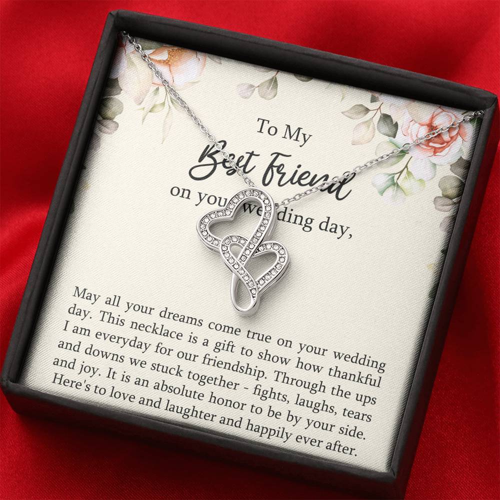 Bride Gifts, May All Your Dreams Come True, Double Heart Necklace For Women, Wedding Day Thank You Ideas From Best Friend