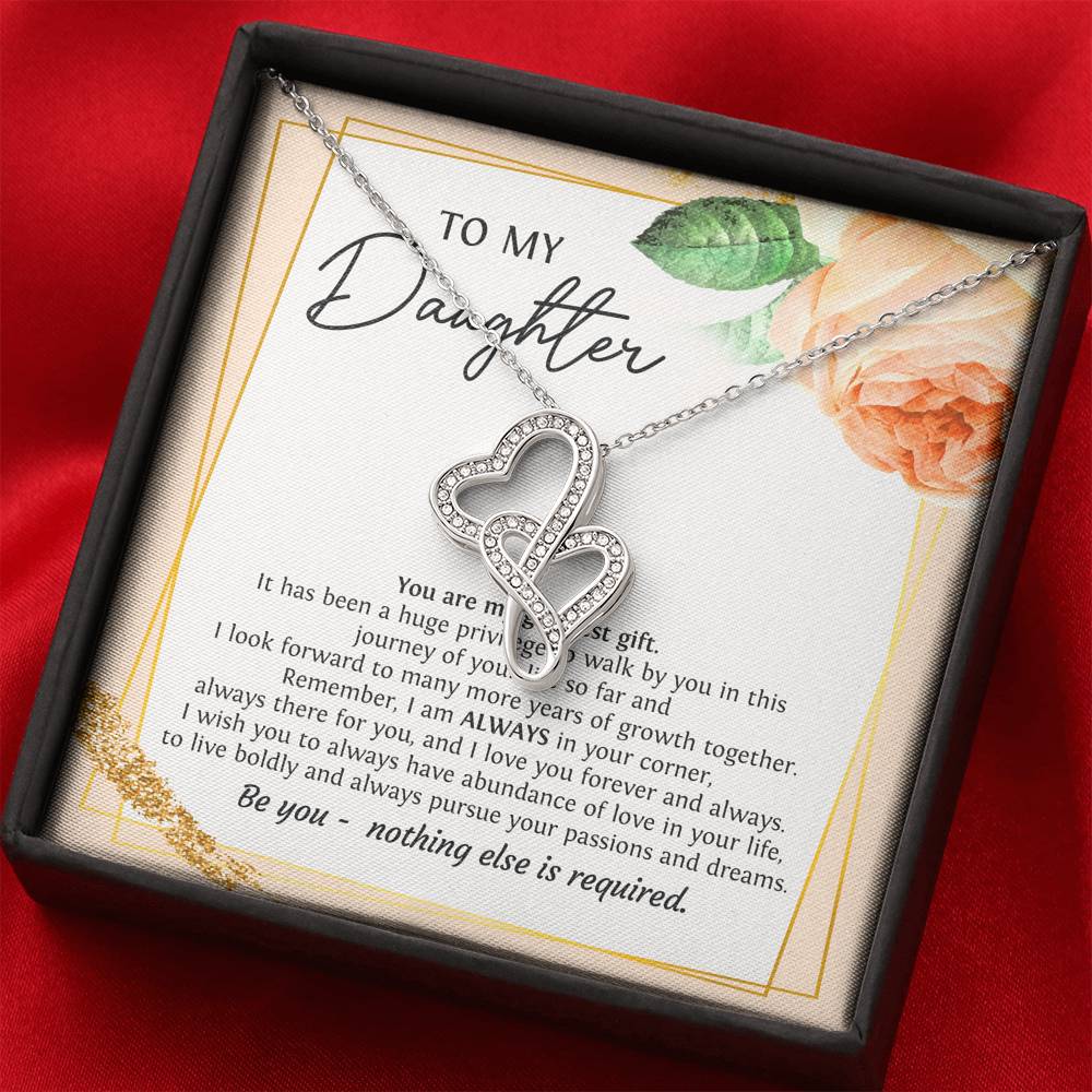 To My Daughter Gifts, You Are My Greatest Gift, Double Heart Necklace For Women, Birthday Present Ideas From Mom Dad