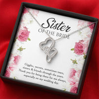 Load image into Gallery viewer, Sister of the Bride Gifts, Thanks For Being There, Double Heart Necklace For Women, Wedding Day Thank You Ideas From Bride
