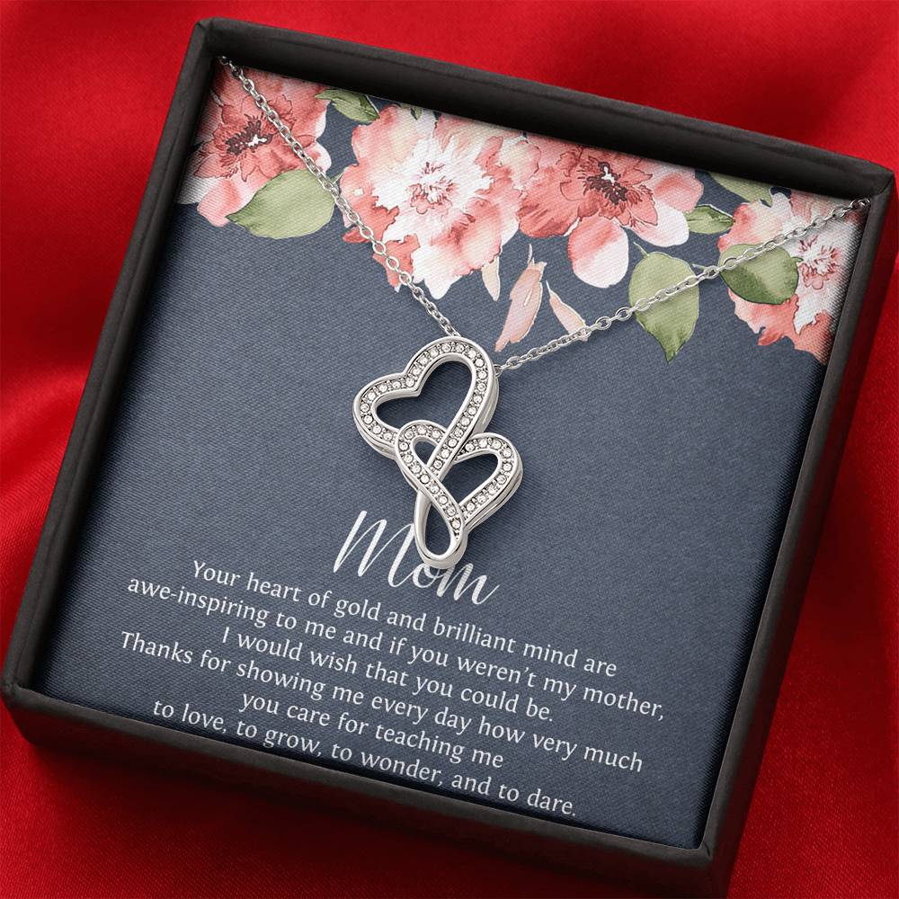 To My Mom Gifts, Your Heart of Gold, Double Heart Necklace For Women, Birthday Mothers Day Present From Son Daughter