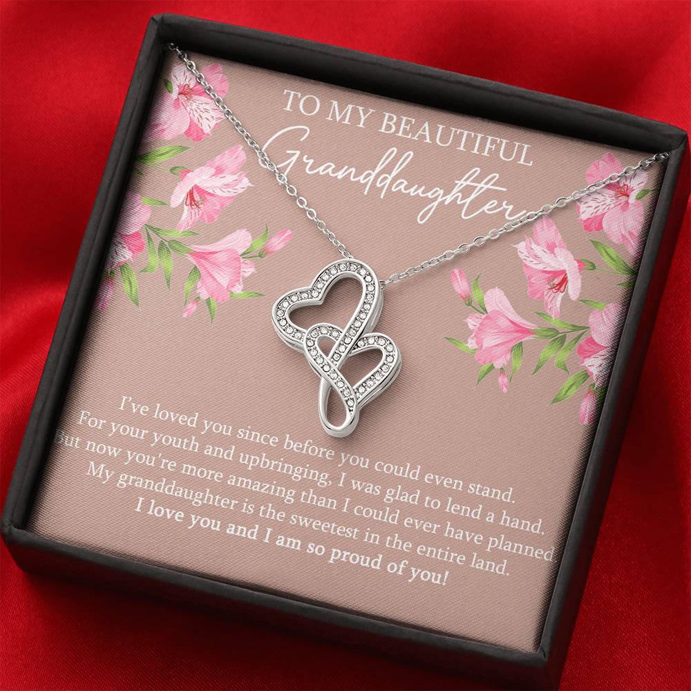 To My Granddaughter Gifts, I’ve Loved You Since Before, Double Heart Necklace For Women, Birthday Present Idea From Grandma Grandpa