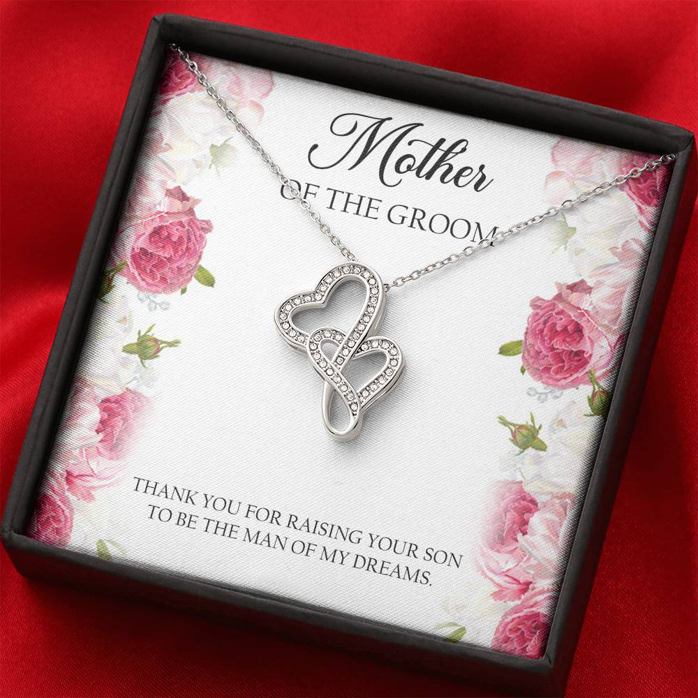 Mom of the Groom Gifts, Thank You For Raising Your Son, Double Heart Necklace For Women, Wedding Day Thank You Ideas From Bride