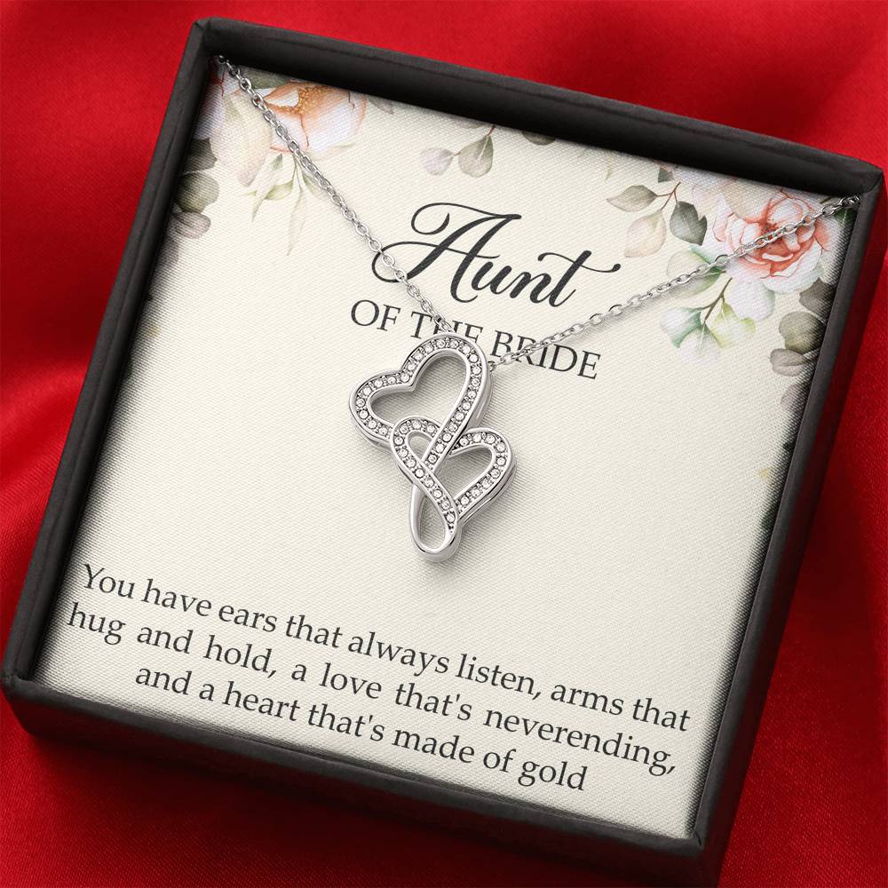 Aunt of the Bride Gifts, You Have Ears That Always Listen, Double Heart Necklace For Women, Wedding Day Thank You Ideas From Bride