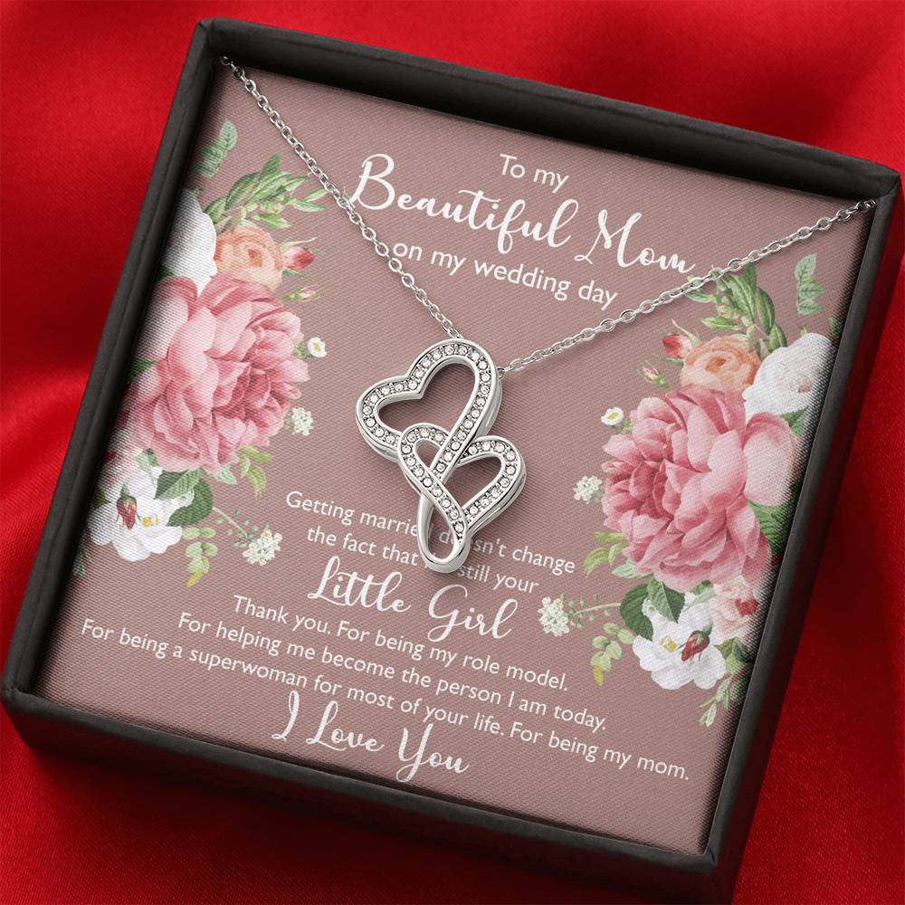 To My Mom Gifts, Thank You, Double Heart Necklace For Women, Wedding Day Thank You Ideas From Daughter