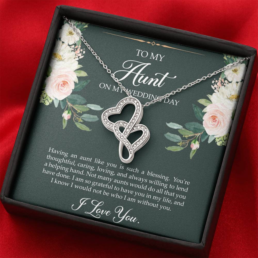 Aunt of the Bride Gifts, I Am So Grateful To Have You, Double Heart Necklace For Women, Wedding Day Thank You Ideas From Bride
