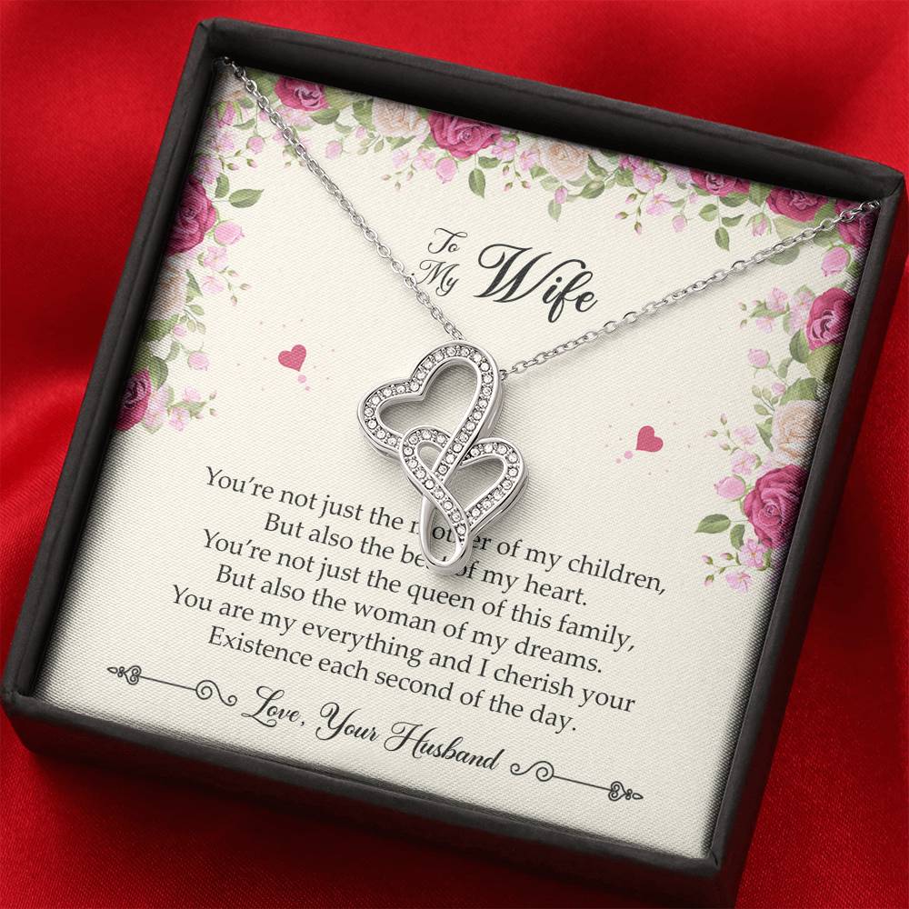 To My Wife, You Are My Everything, Double Heart Necklace For Women, Anniversary Birthday Gifts From Husband