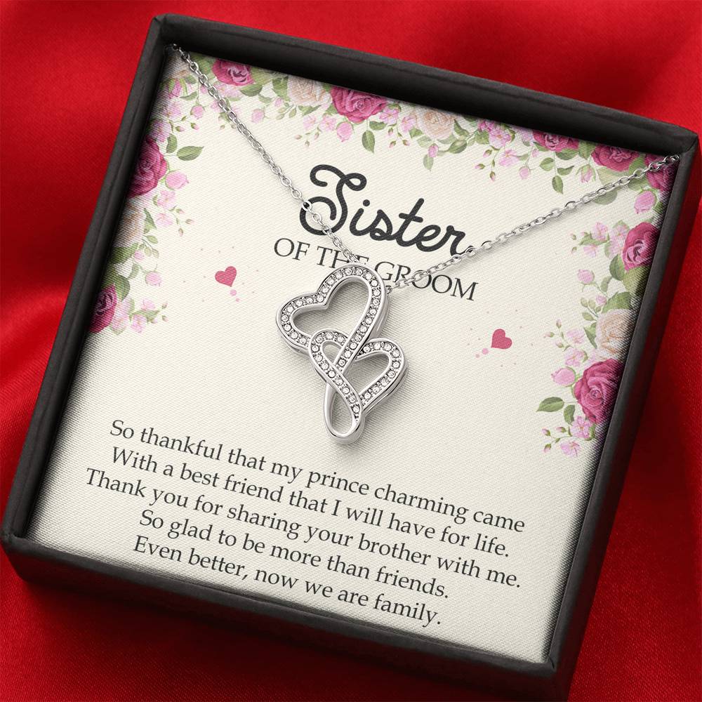 Sister Of The Groom Gifts, So Glad To Be More Than Friends, Double Heart Necklace For Women, Wedding Day Thank You Ideas From Bride
