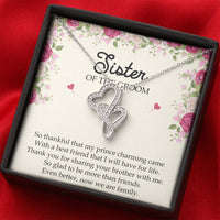 Load image into Gallery viewer, Sister Of The Groom Gifts, So Glad To Be More Than Friends, Double Heart Necklace For Women, Wedding Day Thank You Ideas From Bride
