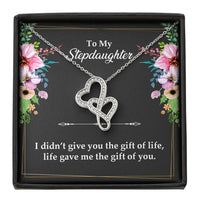 Load image into Gallery viewer, To My Stepdaughter Gifts, I Didn’t Give You The Gift Of Life, Double Heart Necklace For Women, Birthday Present Idea From Stepmom Stepdad
