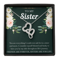 Load image into Gallery viewer, To My Sister Gifts, Friends Are Forever Sisters Are For Life, Double Heart Necklace For Women, Birthday Present Idea From Sister
