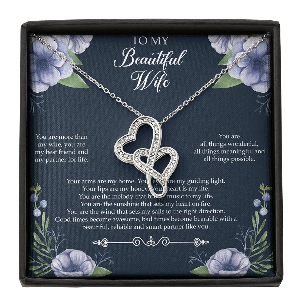 To My Wife, You Are More Than My Wife, Double Heart Necklace For Women, Anniversary Birthday Gifts From Husband