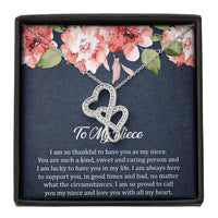 Load image into Gallery viewer, To My Niece  Gifts, I&#39;m So Thankful, Double Heart Necklace For Women, Birthday Present Ideas From Aunt Uncle
