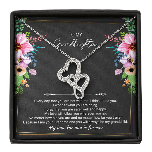 To My Granddaughter Gifts, Every Day That You Are Not With Me, Double Heart Necklace For Women, Birthday Present Idea From Grandma Grandpa
