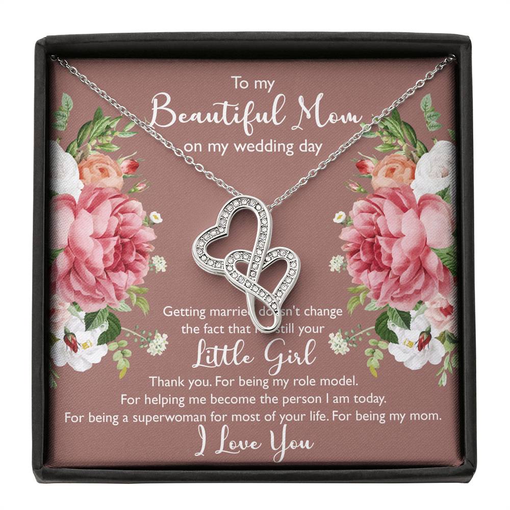 To My Mom Gifts, Thank You, Double Heart Necklace For Women, Wedding Day Thank You Ideas From Daughter