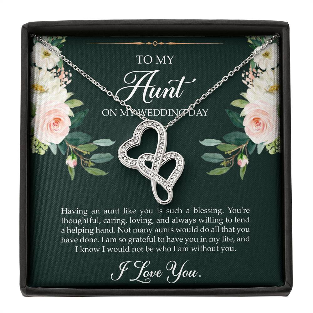 Aunt of the Bride Gifts, I Am So Grateful To Have You, Double Heart Necklace For Women, Wedding Day Thank You Ideas From Bride