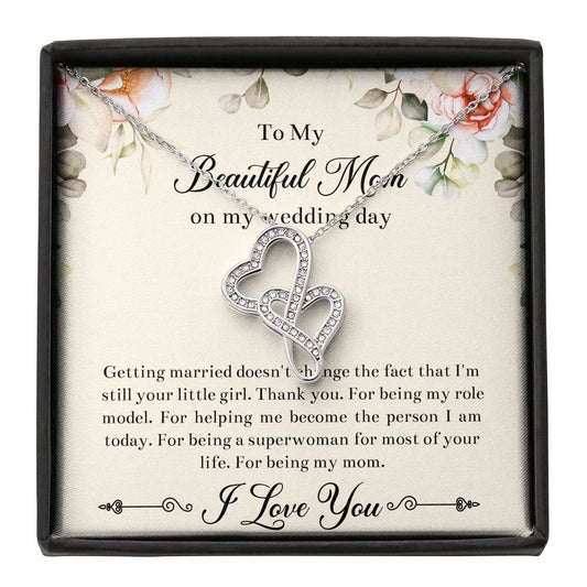 Mom of the Bride Gifts, I'm Still Your Little Girl, Double Heart Necklace For Women, Wedding Day Thank You Ideas From Bride