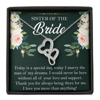 Load image into Gallery viewer, Sister of the Bride Gifts, Thank You for Being There, Double Heart Necklace For Women, Wedding Day Thank You Ideas From Bride
