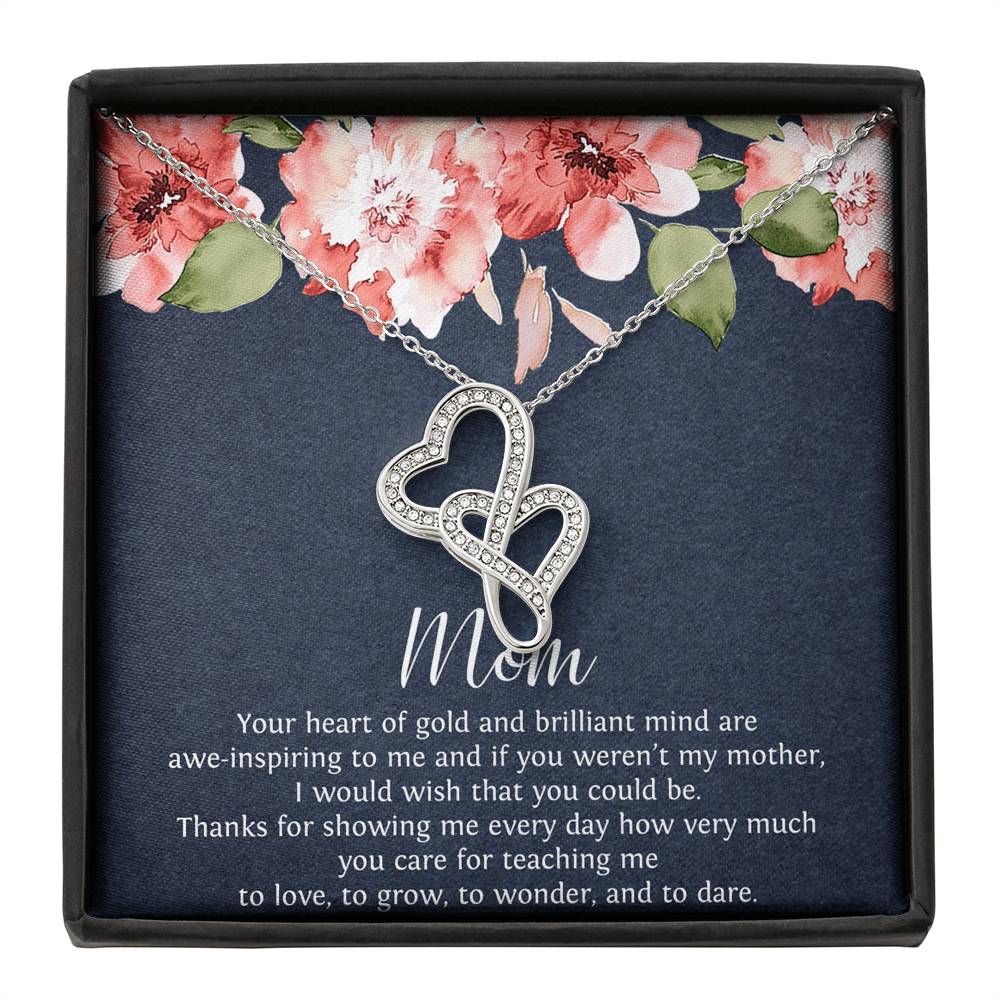To My Mom Gifts, Your Heart of Gold, Double Heart Necklace For Women, Birthday Mothers Day Present From Son Daughter