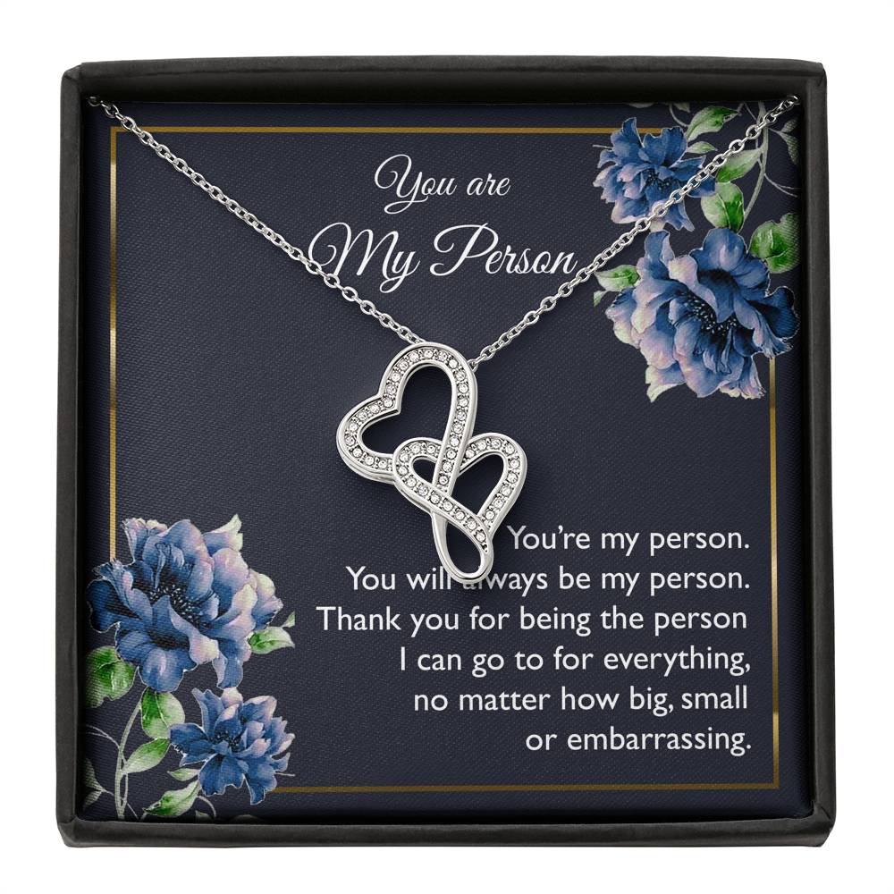 To My Girlfriend, You Are My Person, Double Heart Necklace For Women, Anniversary Birthday Gifts From Boyfriend