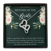 Load image into Gallery viewer, Mom of the Bride Gifts, Today We Become Family, Double Heart Necklace For Women, Wedding Day Thank You Ideas From Groom
