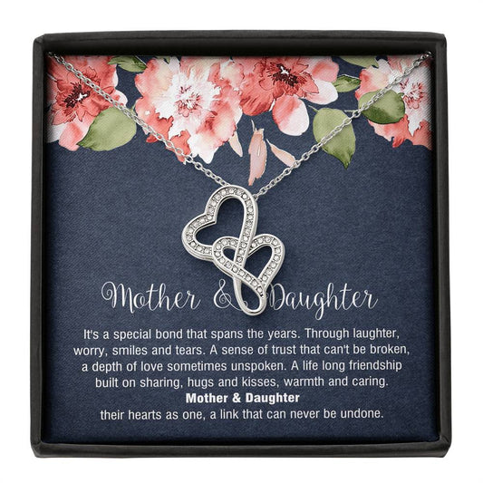To My Mom Gifts, Mother and Daughter Bond, Double Heart Necklace For Women, Birthday Mothers Day Present From Daughter