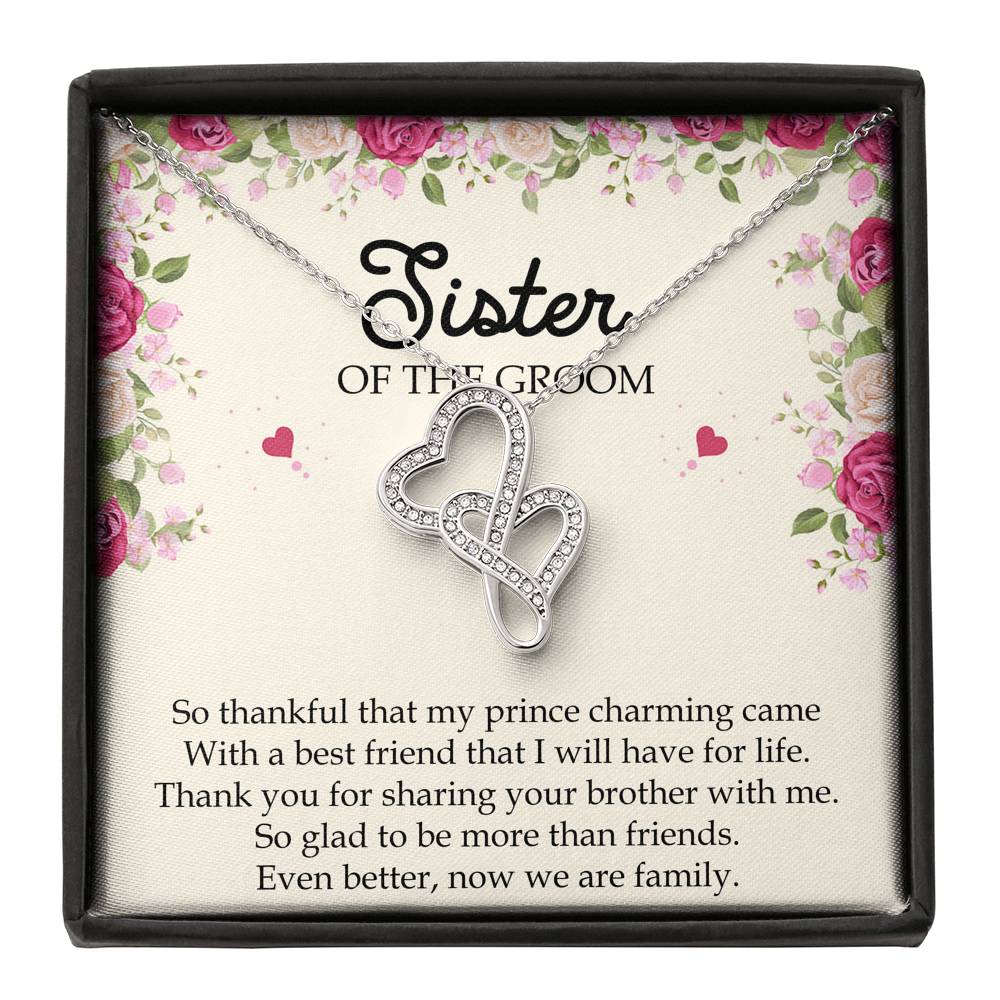 Sister Of The Groom Gifts, So Glad To Be More Than Friends, Double Heart Necklace For Women, Wedding Day Thank You Ideas From Bride
