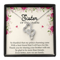Load image into Gallery viewer, Sister Of The Groom Gifts, So Glad To Be More Than Friends, Double Heart Necklace For Women, Wedding Day Thank You Ideas From Bride
