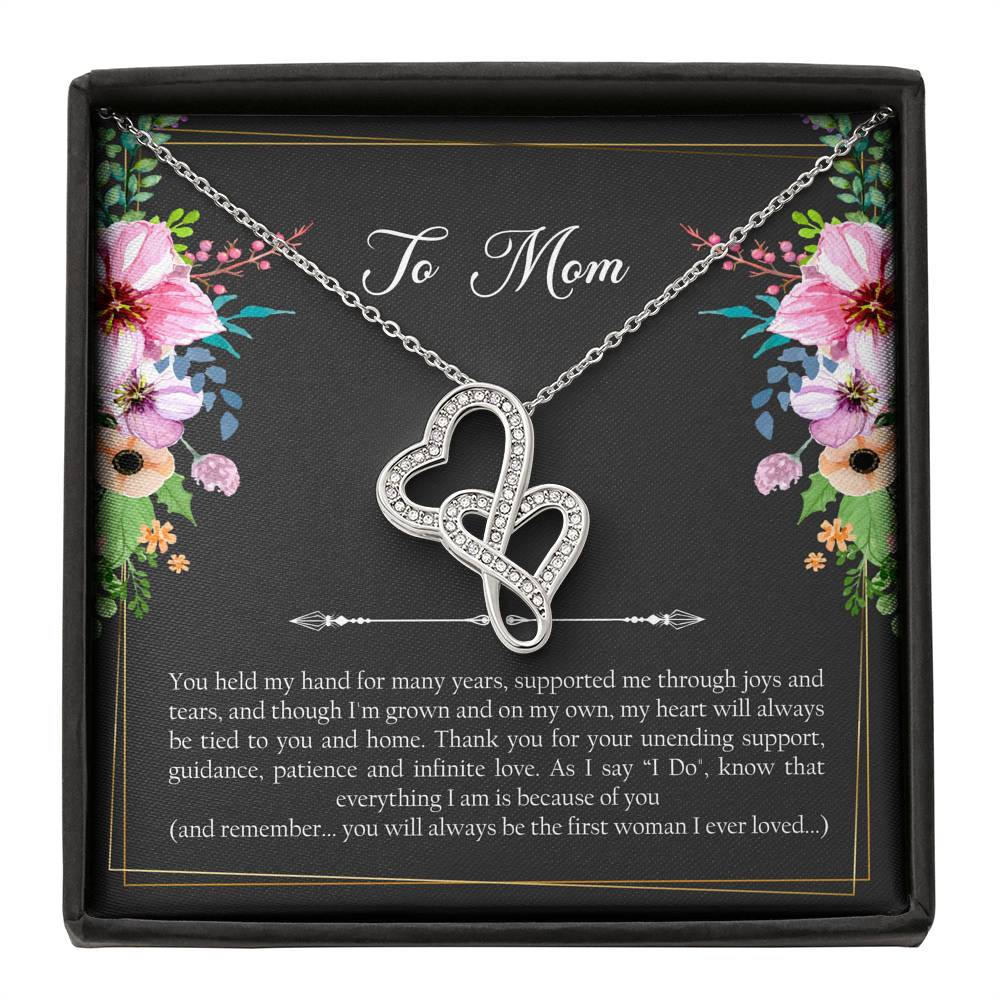 Mom of the Groom Gifts, First Woman I Ever Loved, Double Heart Necklace For Women, Wedding Day Thank You Ideas From Groom