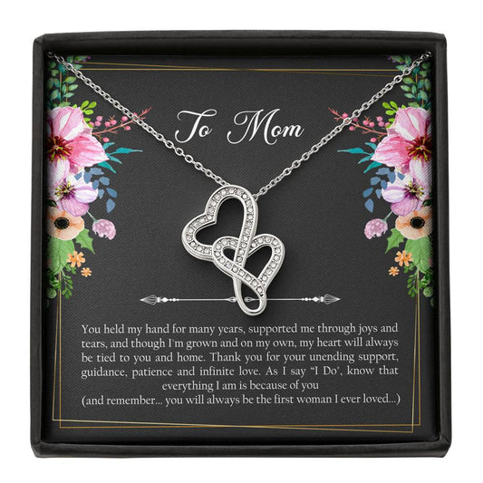 Mom of the Groom Gifts, First Woman I Ever Loved, Double Heart Necklace For Women, Wedding Day Thank You Ideas From Groom