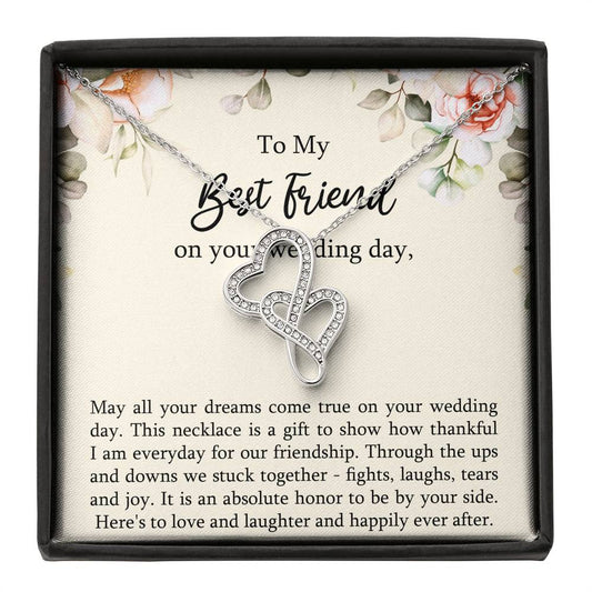 Bride Gifts, May All Your Dreams Come True, Double Heart Necklace For Women, Wedding Day Thank You Ideas From Best Friend