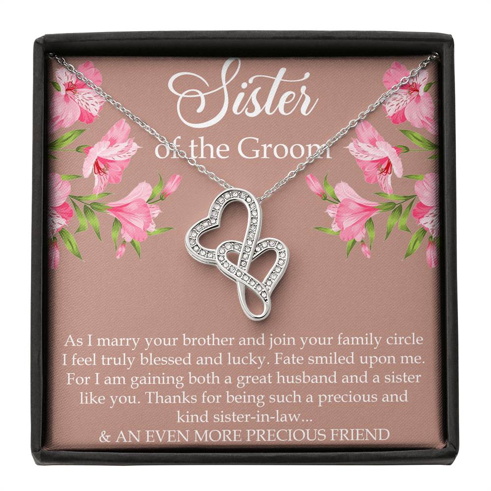 Sister of the Groom Gifts, As I Marry Your Brother, Double Heart Necklace For Women, Wedding Day Thank You Ideas From Bride