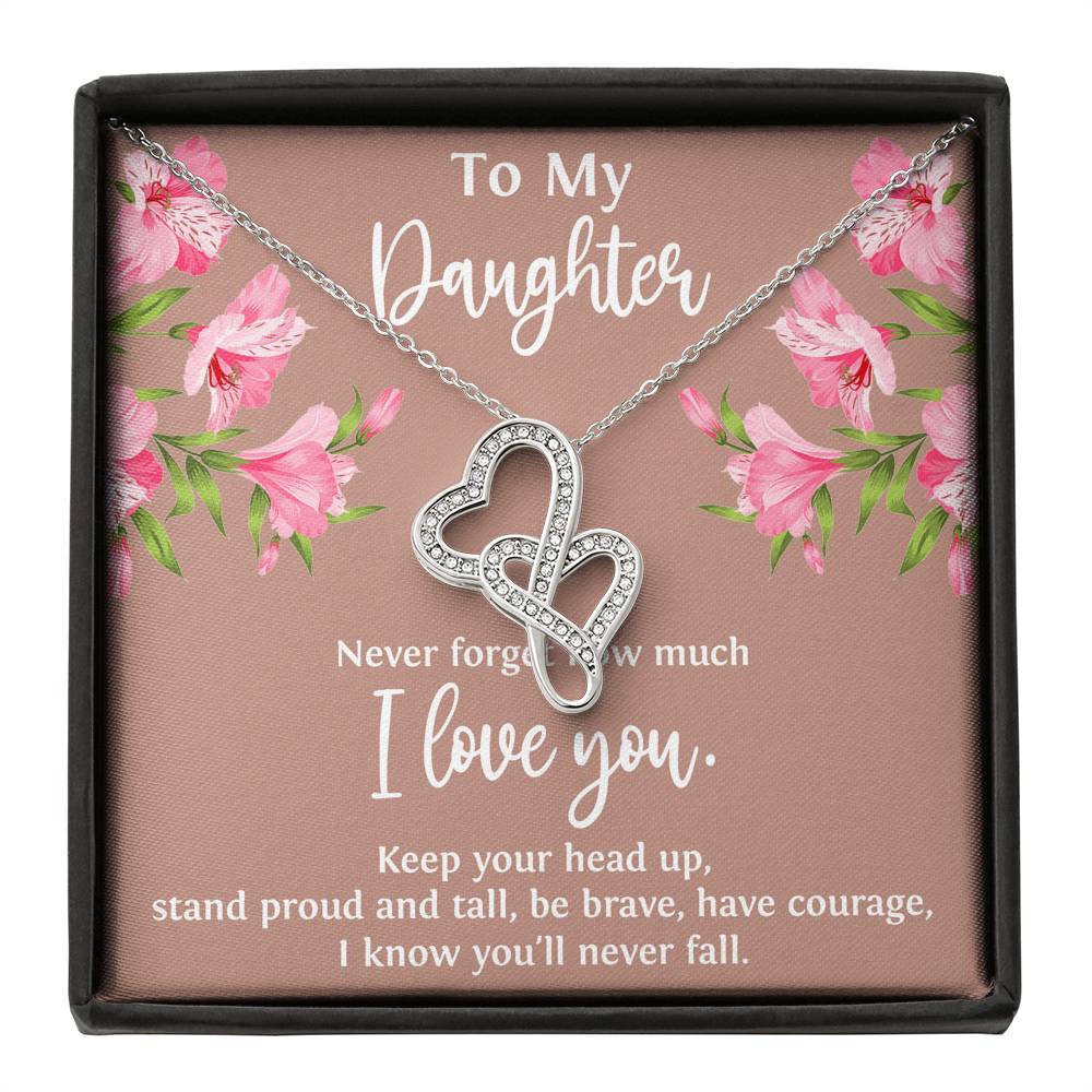 To My Daughter Gifts, Never Forget How Much I Love You, Double Heart Necklace For Women, Birthday Present Ideas From Mom Dad