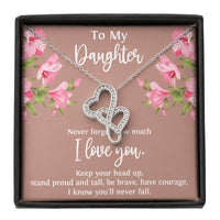 Load image into Gallery viewer, To My Daughter Gifts, Never Forget How Much I Love You, Double Heart Necklace For Women, Birthday Present Ideas From Mom Dad
