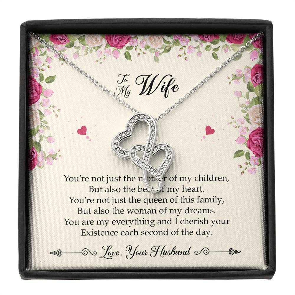 To My Wife, You Are My Everything, Double Heart Necklace For Women, Anniversary Birthday Gifts From Husband