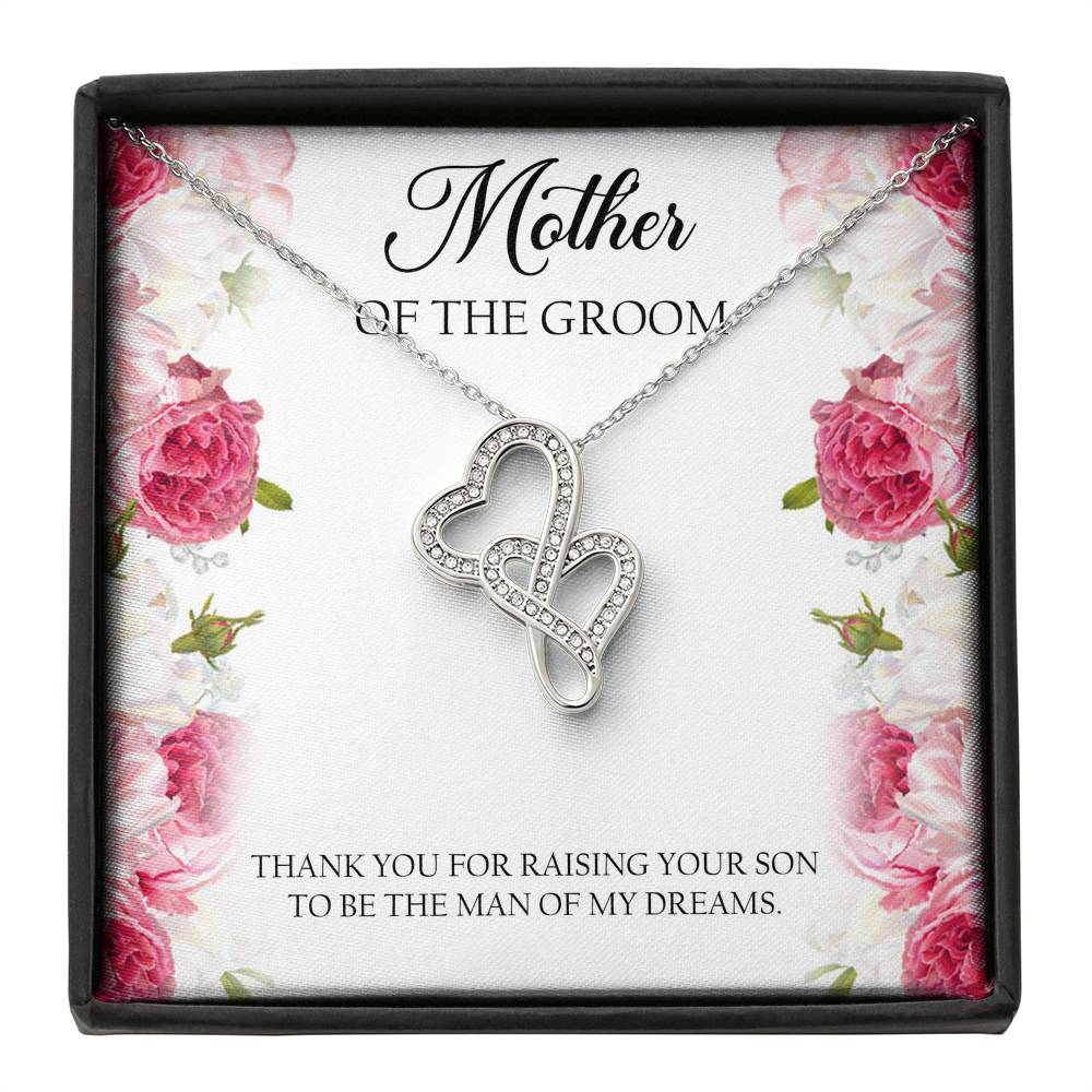 Mom of the Groom Gifts, Thank You For Raising Your Son, Double Heart Necklace For Women, Wedding Day Thank You Ideas From Bride