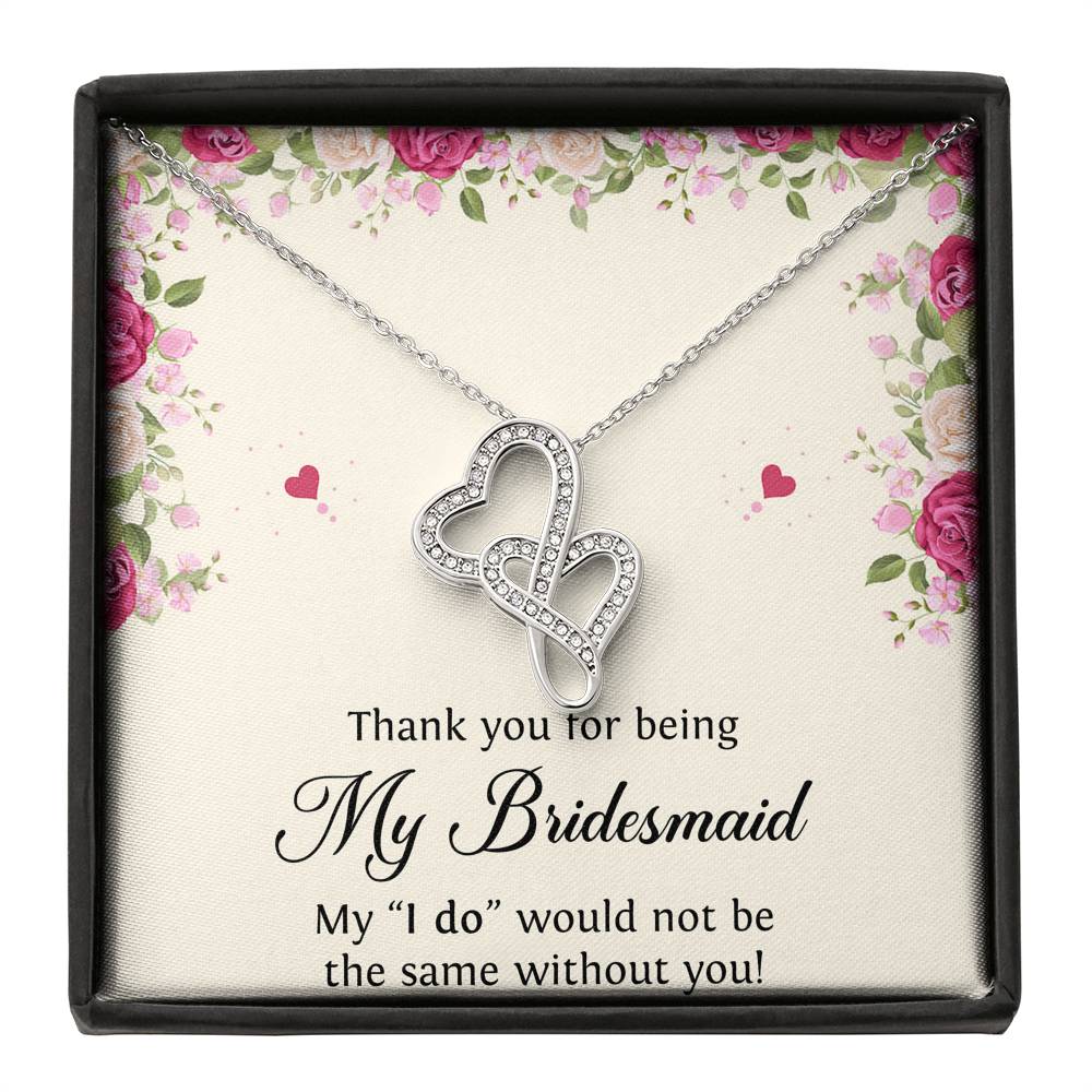 To My Bridesmaid Gifts, Thank You , Double Heart Necklace For Women, Wedding Day Thank You Ideas From Bride
