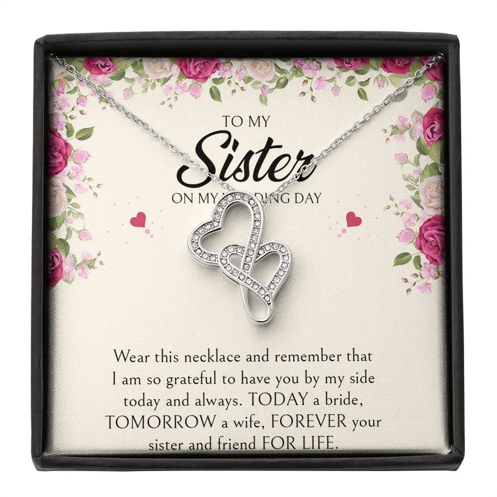 Sister of the Bride Gifts, I Am So Grateful To Have You, Double Heart Necklace For Women, Wedding Day Thank You Ideas From Bride