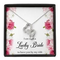 Load image into Gallery viewer, To My Bridesmaid Gifts, I Am Lucky To Have You, Double Heart Necklace For Women, Wedding Day Thank You Ideas From Bride
