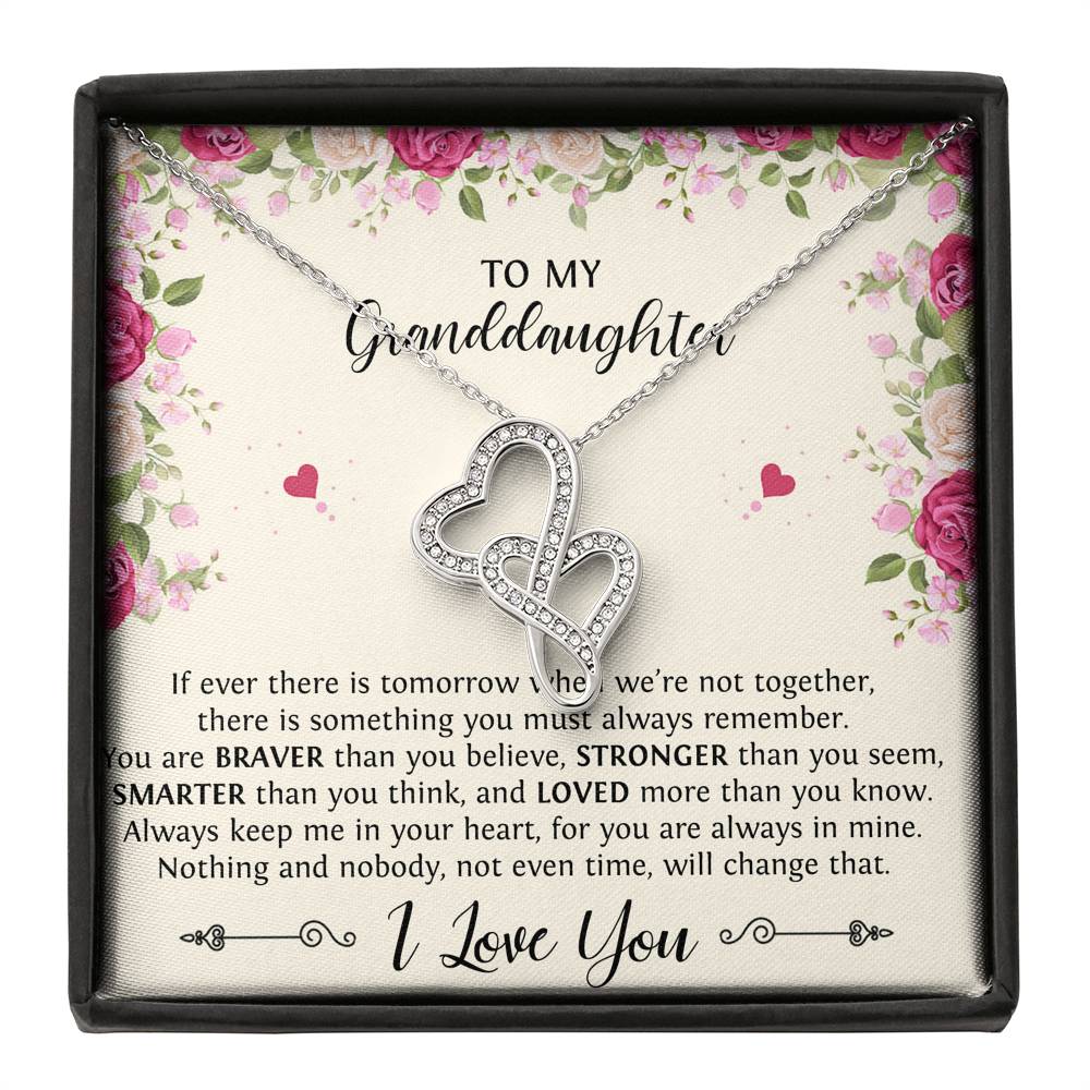 To My Granddaughter Gifts, If Tomorrow We’re Not Together, Double Heart Necklace For Women, Birthday Present Idea From Grandma Grandpa
