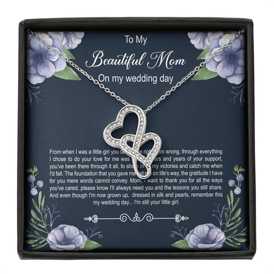 Mom of the Bride Gifts, You Thought Me Right From Wrong, Double Heart Necklace For Women, Wedding Day Thank You Ideas From Bride
