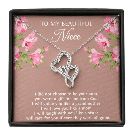 To My Niece  Gifts, You Were A Gift For Me From God, Double Heart Necklace For Women, Birthday Present Idea From Aunt