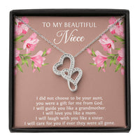 Load image into Gallery viewer, To My Niece  Gifts, You Were A Gift For Me From God, Double Heart Necklace For Women, Birthday Present Idea From Aunt
