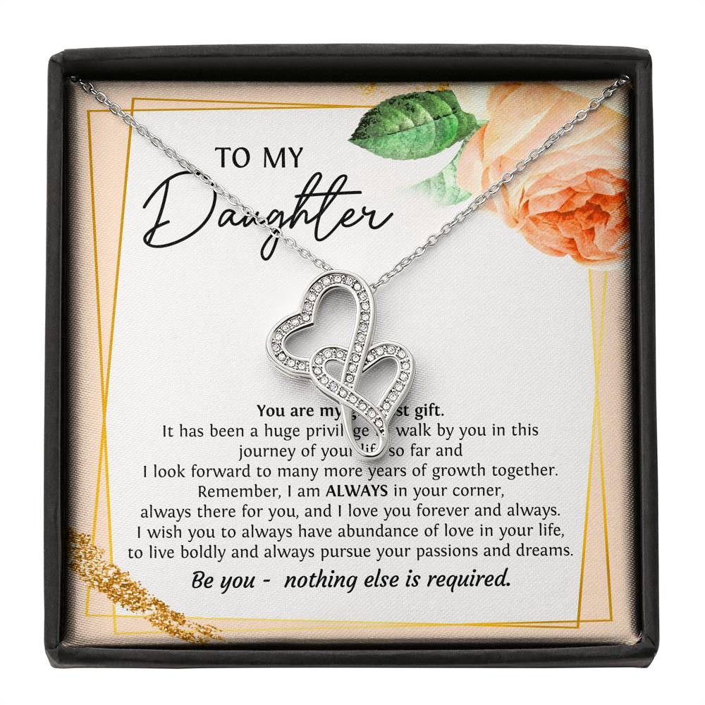 To My Daughter Gifts, You Are My Greatest Gift, Double Heart Necklace For Women, Birthday Present Ideas From Mom Dad