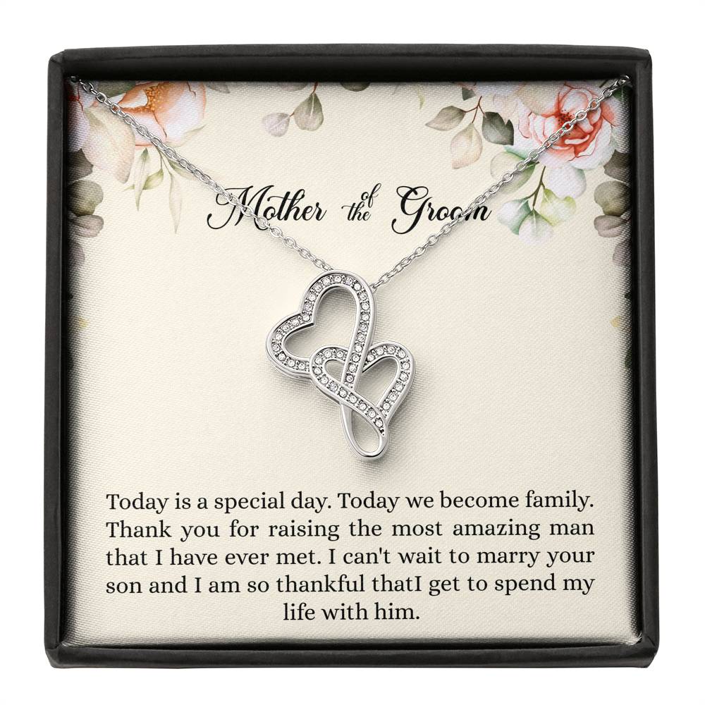 Mom of the Groom Gifts, I Can't Wait To Marry Your Son, Double Heart Necklace For Women, Wedding Day Thank You Ideas From Bride