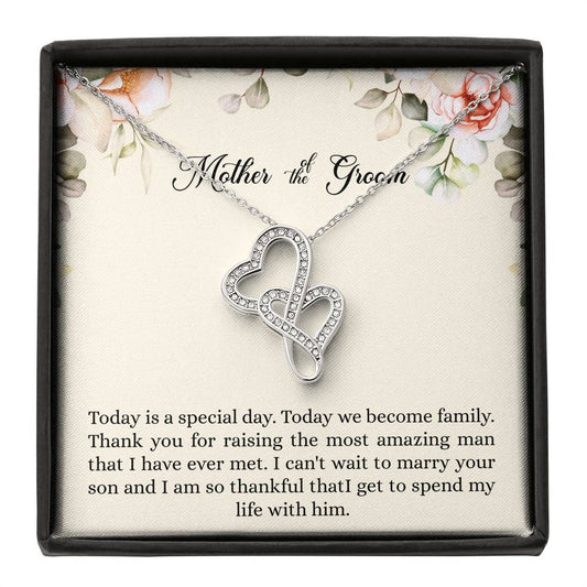 Mom of the Groom Gifts, I Can't Wait To Marry Your Son, Double Heart Necklace For Women, Wedding Day Thank You Ideas From Bride