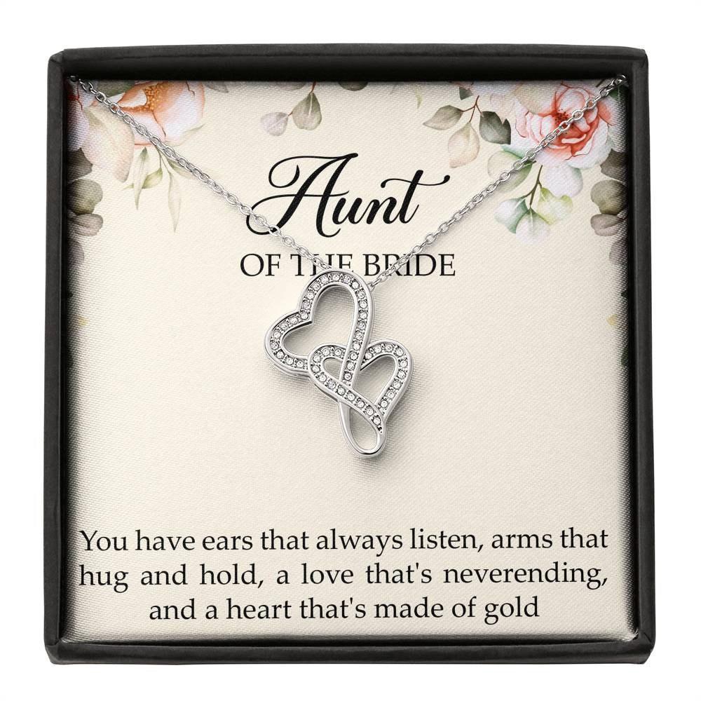 Aunt of the Bride Gifts, You Have Ears That Always Listen, Double Heart Necklace For Women, Wedding Day Thank You Ideas From Bride