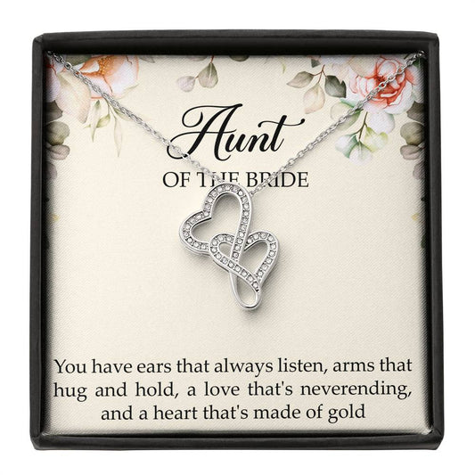 Aunt of the Bride Gifts, You Have Ears That Always Listen, Double Heart Necklace For Women, Wedding Day Thank You Ideas From Bride