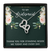 Load image into Gallery viewer, To My Bridesmaid Gifts, Thank You For Standing Besides Me , Double Heart Necklace For Women, Wedding Day Thank You Ideas From Bride
