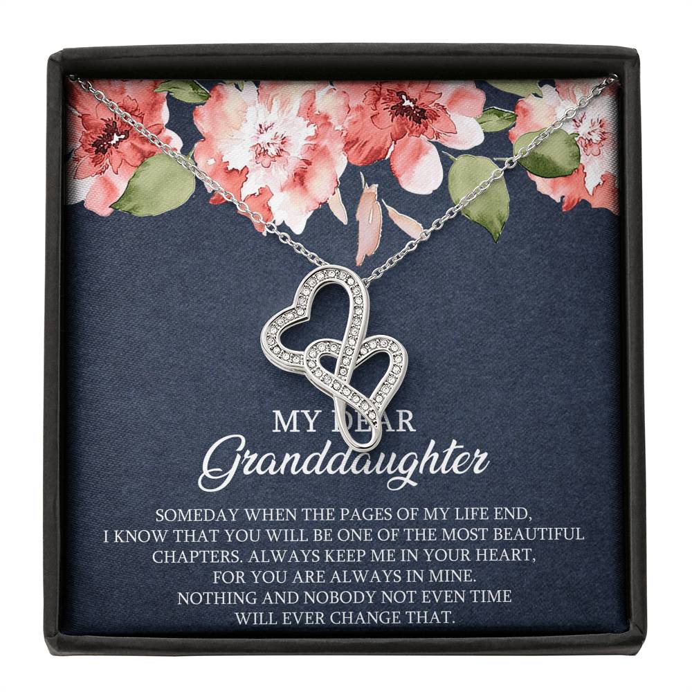 To My Granddaughter Gifts, Someday When The Pages Of My Life End, Double Heart Necklace For Women, Birthday Present Idea From Grandma Grandpa
